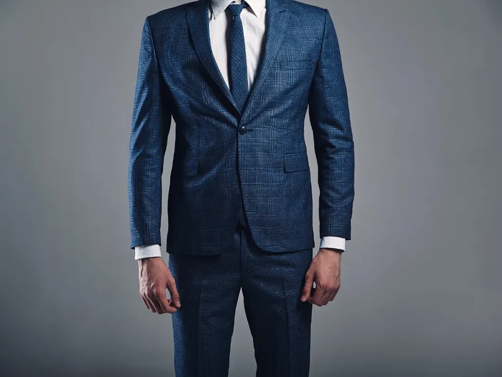 Elegancki granatowy garnitur na 60 urodziny w lokalu