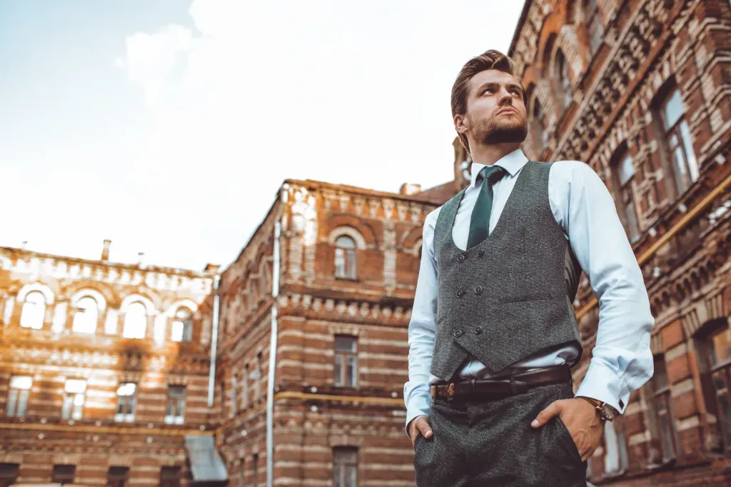 Elegancka stylizacja męska na wesele bez marynarki