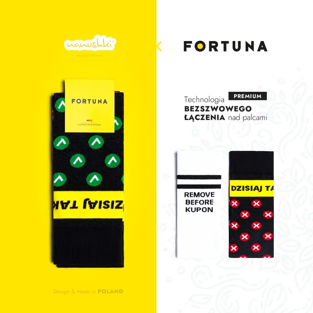 Fortuna i Nanushki.com prezentują skarpetkowy merch