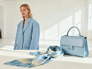 Stylowa kobieta w eleganckich spodniach w pionowe paski i białej bluzce spaceruje po słonecznej ulicy miasta.