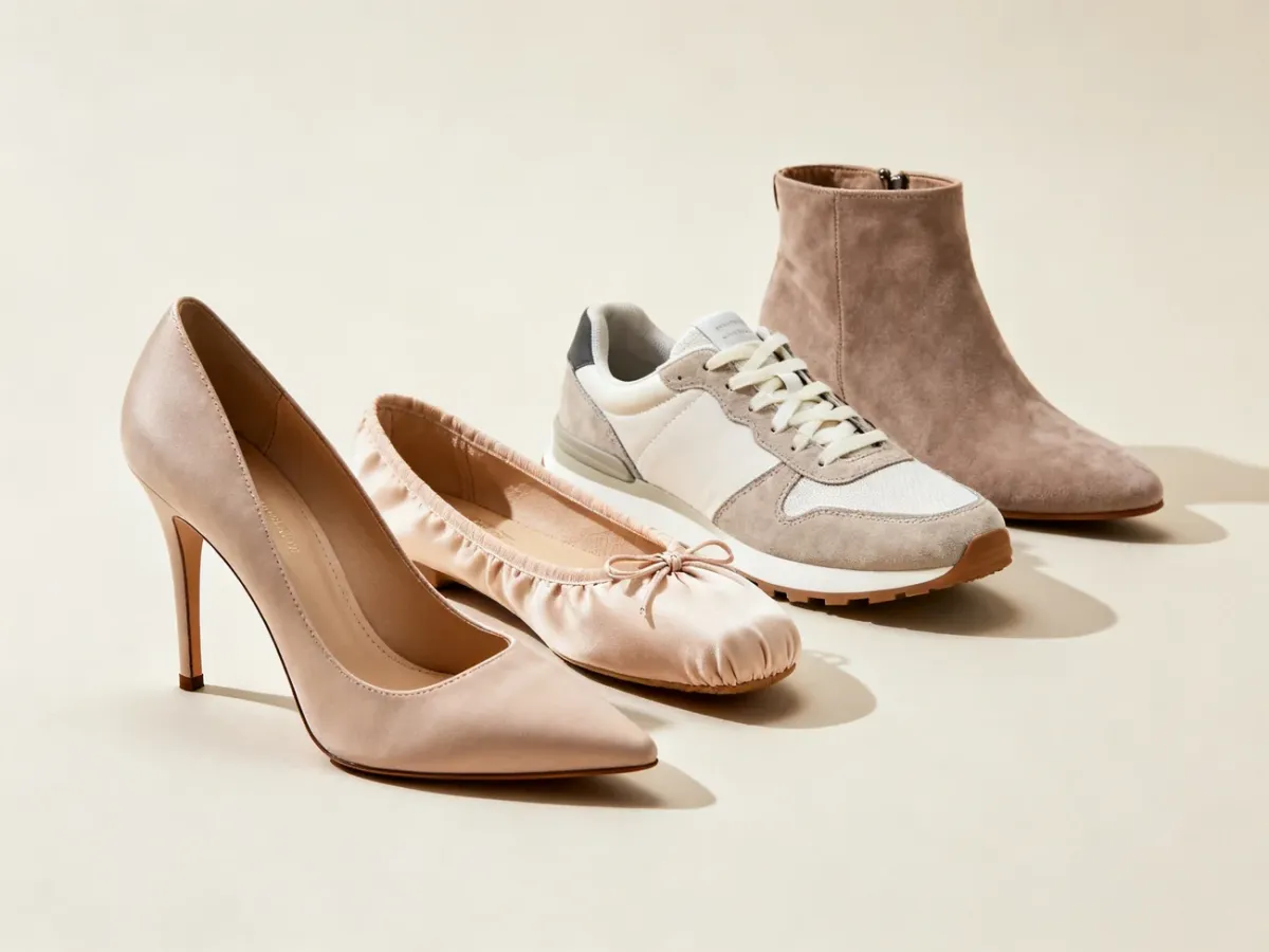 Cztery popularne fasony damskich butów: szpilka, balerina, sneaker i botek